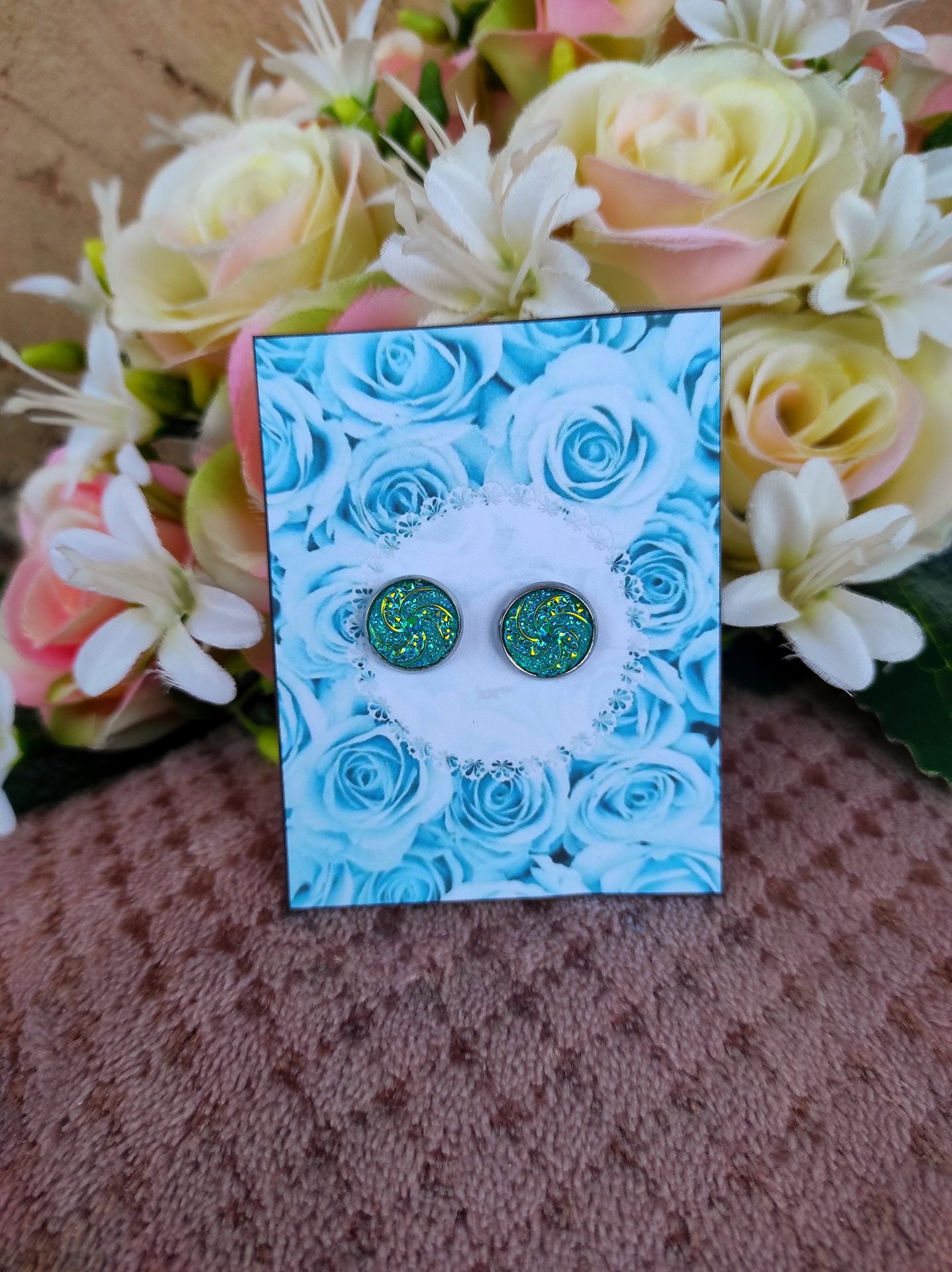 Csillogós türkizkék fülbevaló